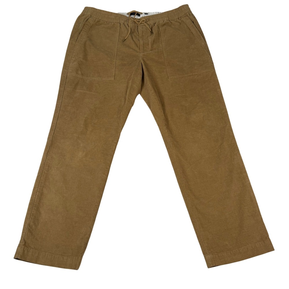 Vince Men Corduroy Pant Brown Elastic Waist Drawstring Pull On Casual Relaxed XL